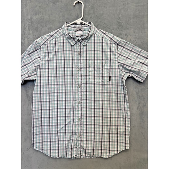 Columbia Other - Columbia Shirt Blue/Gray/White Plaid Short Sleeve Button Up Regular Fit Mens L
